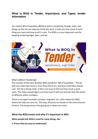 BOQ in Tenders Definition Importance and Types Explained