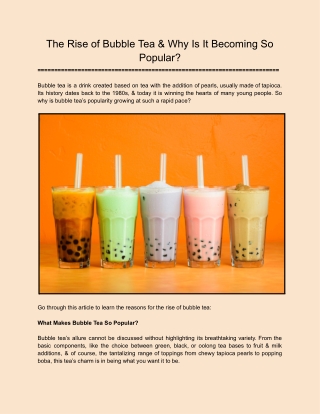 The Rise of Bubble Tea & Why Is It Becoming So Popular?