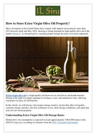 How to Store Extra Virgin Olive Oil Properly?