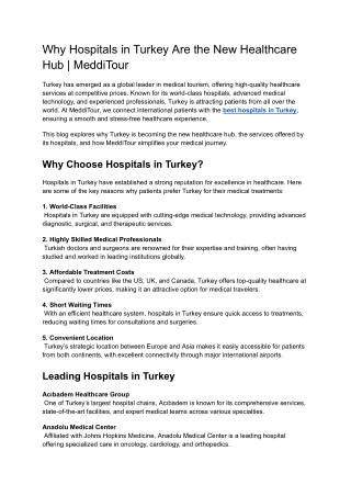 Why Hospitals in Turkey Are the New Healthcare Hub _ MeddiTour