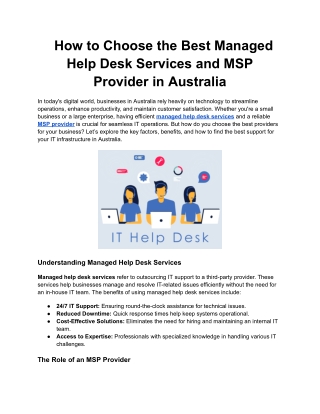 How to Choose the Best Managed Help Desk Services and MSP Provider in Australia (1)