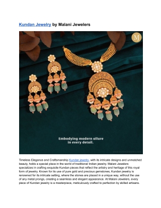 Kundan Jewelry by Malani Jewelers