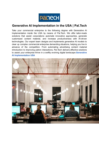 Generative AI Implementation in the USA _ Pal.Tech