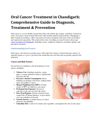 Oral Cancer Treatment in Chandigarh Early Diagnosis & Advanced Care