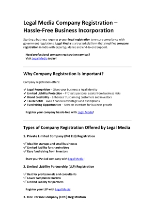 Legal Media Company Registration