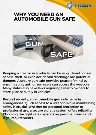 Secure Your Firearms with a Reliable Automobile Gun Safe from Titan Vault