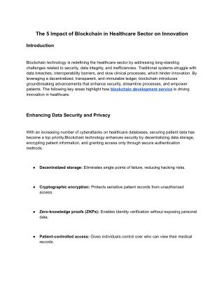 The 5 Impact of Blockchain in Healthcare Sector on Innovation