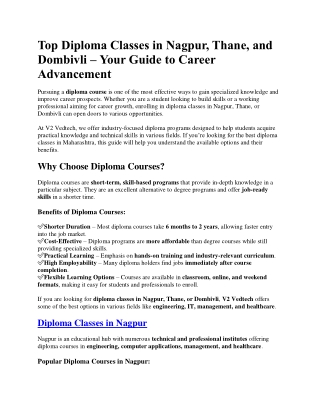 Top Diploma Classes from v2vedtech