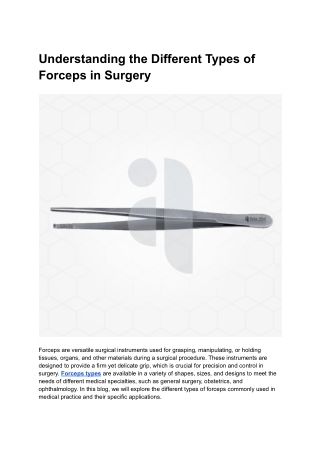 Understanding the Different Types of Forceps in Surgery