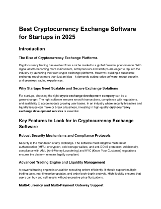 Best Cryptocurrency Exchange Software for Startups in 2025