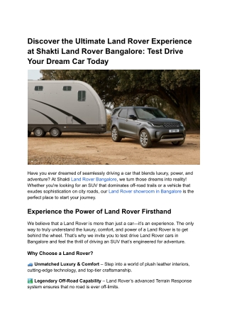 Discover the Ultimate Land Rover Experience at Shakti Land Rover Bangalore_ Test Drive Your Dream Car Today