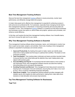 Time Management Tracking Software_ The Key to Boosting Productivity and Efficiency