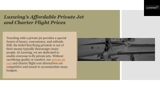 Luxwing's Affordable Private Jet and Charter Flight Prices