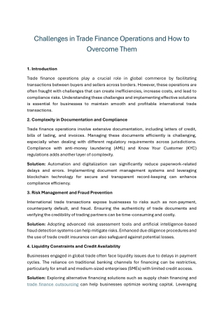 Challenges in Trade Finance Operations and How to Overcome Them