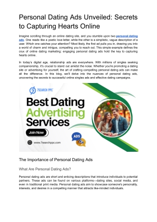 Personal Dating Ads Unveiled: Secrets to Capturing Hearts Online
