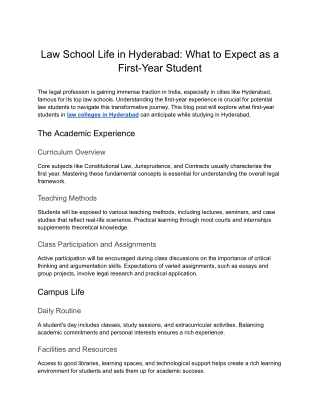 SLS Hyd- Law School Life in Hyderabad What to Expect as a First-Year Student