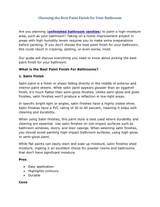 Choosing the Best Paint Finish for Your Bathroom