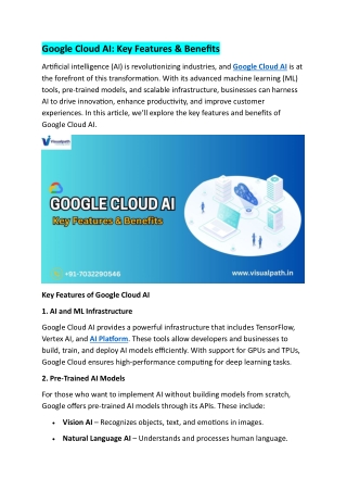 Google Cloud AI Training in Ameerpet - Visualpath