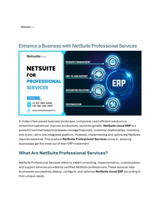 Enhance a Business with NetSuite Professional Services