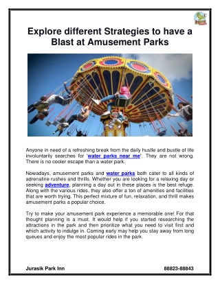 Explore different Strategies to have a Blast at Amusement Parks