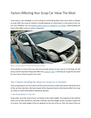 Scrap Car Prices in Canada What Affects the Value of Your Vehicle