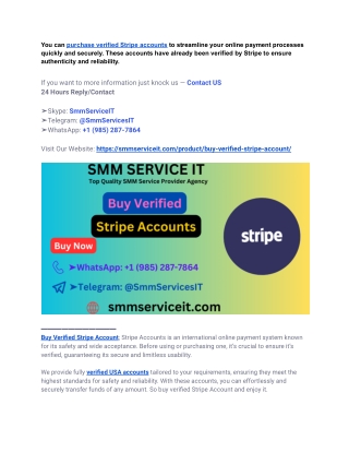 Best Place to Buy Verified Stripe Account in Whole Online