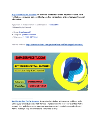 Best Place to Buy Verified PayPal Accounts in Whole Online