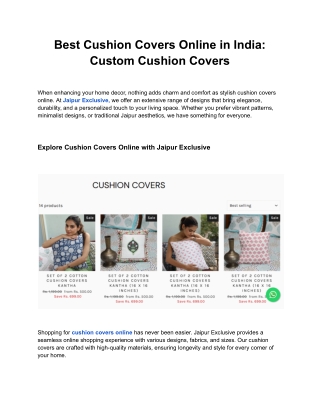 Best Cushion Covers Online in India_ Custom Cushion Covers