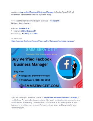 Top 10 Sites to buy verified Facebook Business Manager