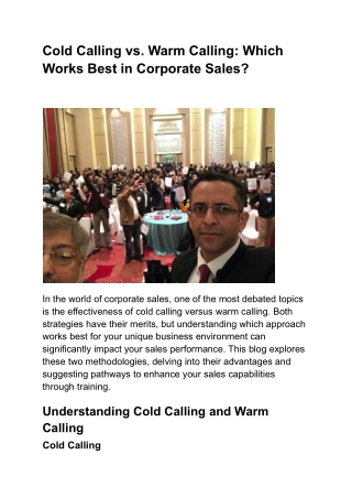 Cold Calling vs. Warm Calling: Which Works Best in Corporate Sales?