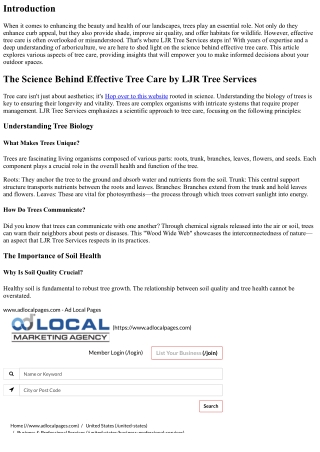 The Science Behind Effective Tree Care by LJR Tree Services