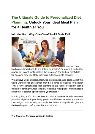 The Ultimate Guide to Personalized Diet Planning- Unlock Your Ideal Meal Plan for a Healthier You