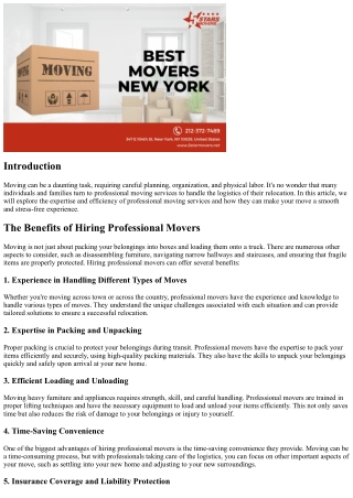 The Expertise and Efficiency of Professional Moving Services
