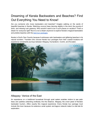 Dreaming of Kerala Backwaters and Beaches_ Find Out Everything You Need to Know!