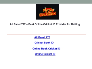 All Panel 777 – Best Online Cricket ID Provider for Betting