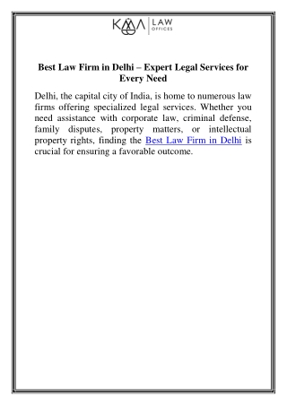 Best Law Firm in Delhi  Expert Legal Services for Every Need