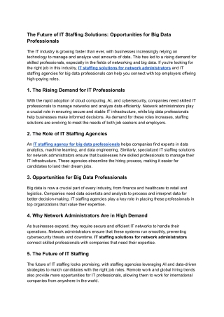 IT staffing solutions for network administrators
