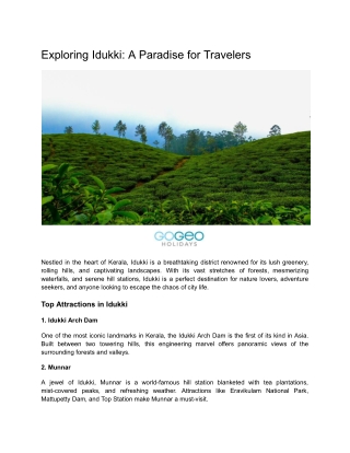 Exploring Idukki_ A Paradise for Travelers