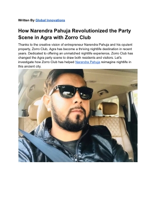 How Narendra Pahuja Transformed Agra's Nightlife with Zorro Club