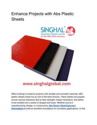 Enhance Projects with Abs Plastic Sheets