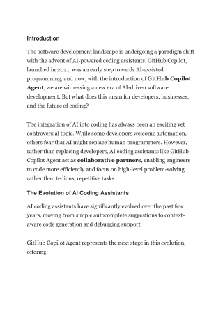 GitHub Copilot Agent and the Rise of AI Coding Assistants