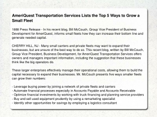 AmeriQuest Transportation Services Lists the Top 5 Ways