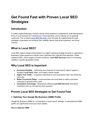 Get Found Fast with Proven Local SEO Strategies