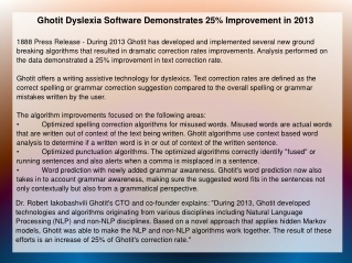 Ghotit Dyslexia Software Demonstrates 25% Improvement