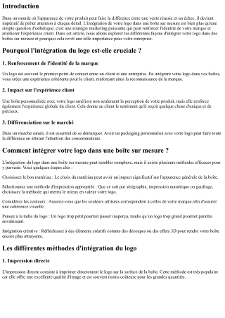 Comment intégrer votre logo dans une boîte sur mesure ?