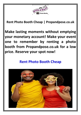 Rent Photo Booth Cheap Propandpose.co.uk