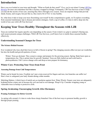 Keeping Your Trees Healthy Throughout the Seasons with LJR