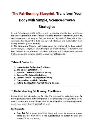 The Fat-Burning Blueprint Transform Your Body with Simple Science-Proven Strategies