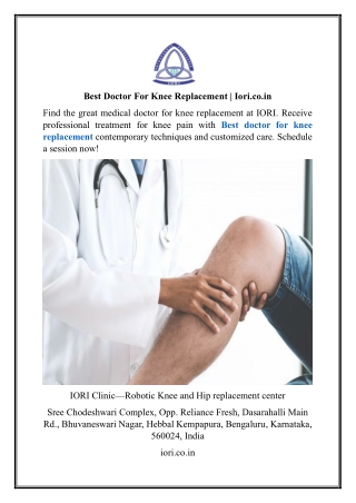 Best Doctor For Knee Replacement Iori.co.in