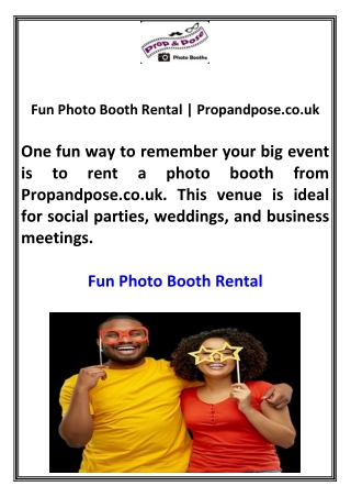 Fun Photo Booth Rental Propandpose.co.uk